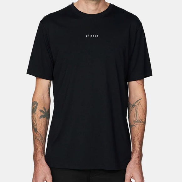 Le Bent Black White Ultralight Logo Print Short Sleeve Wool Bamboo T Shirt NWT - Picture 7 of 7